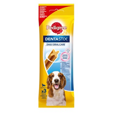 Лакомство для собак средних пород Pedigree Denta Stix для чистки зубов 77г