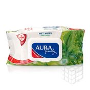 Влажные салфетки Aura Family для всей семьи с пластиковой крышкой 120шт