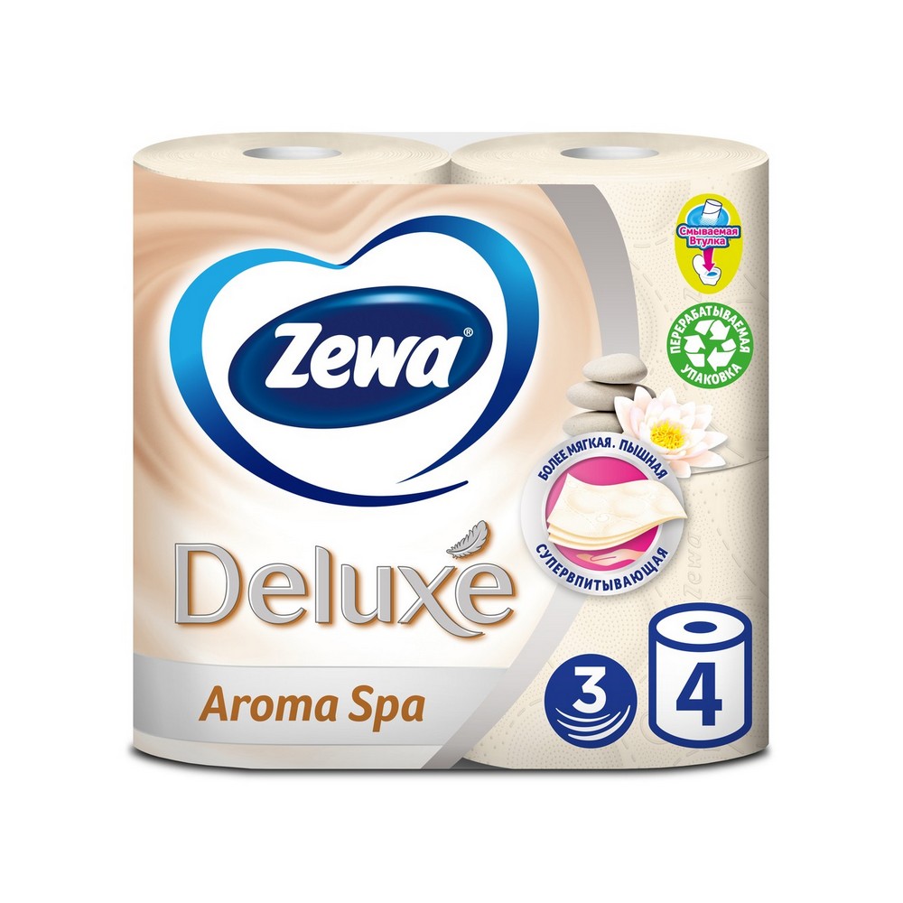 

Туалетная бумага Zewa Deluxe 3х-слойная " Арома спа " 4шт