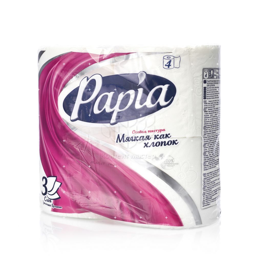 

Туалетная бумага PAPIA 3х-слойная 4шт