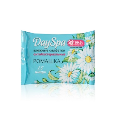 Антибактериальные влажные салфетки Day Spa " ромашка " 15шт