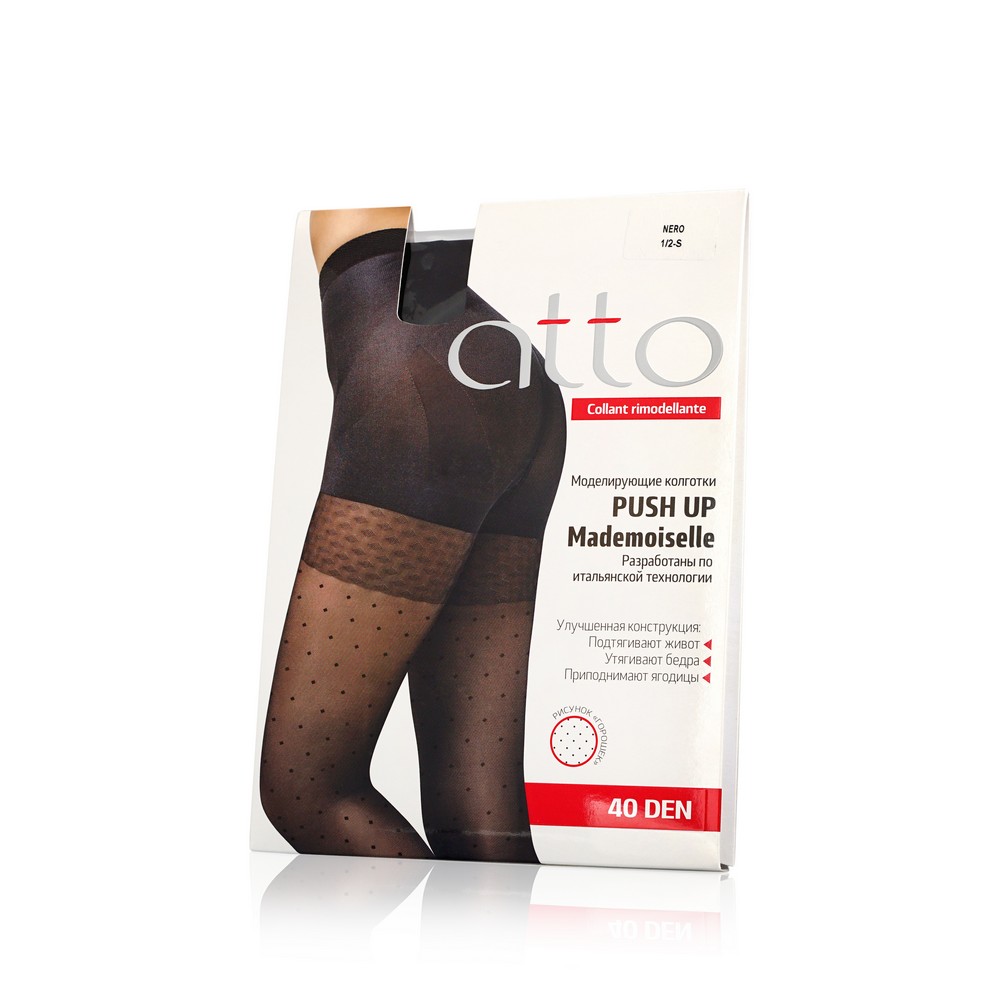 

Женские колготки Atto Push Up Mademoiselle 40den черные в горошек 2 размер